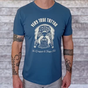 Golden Lady tattoo t-shirt denim blue