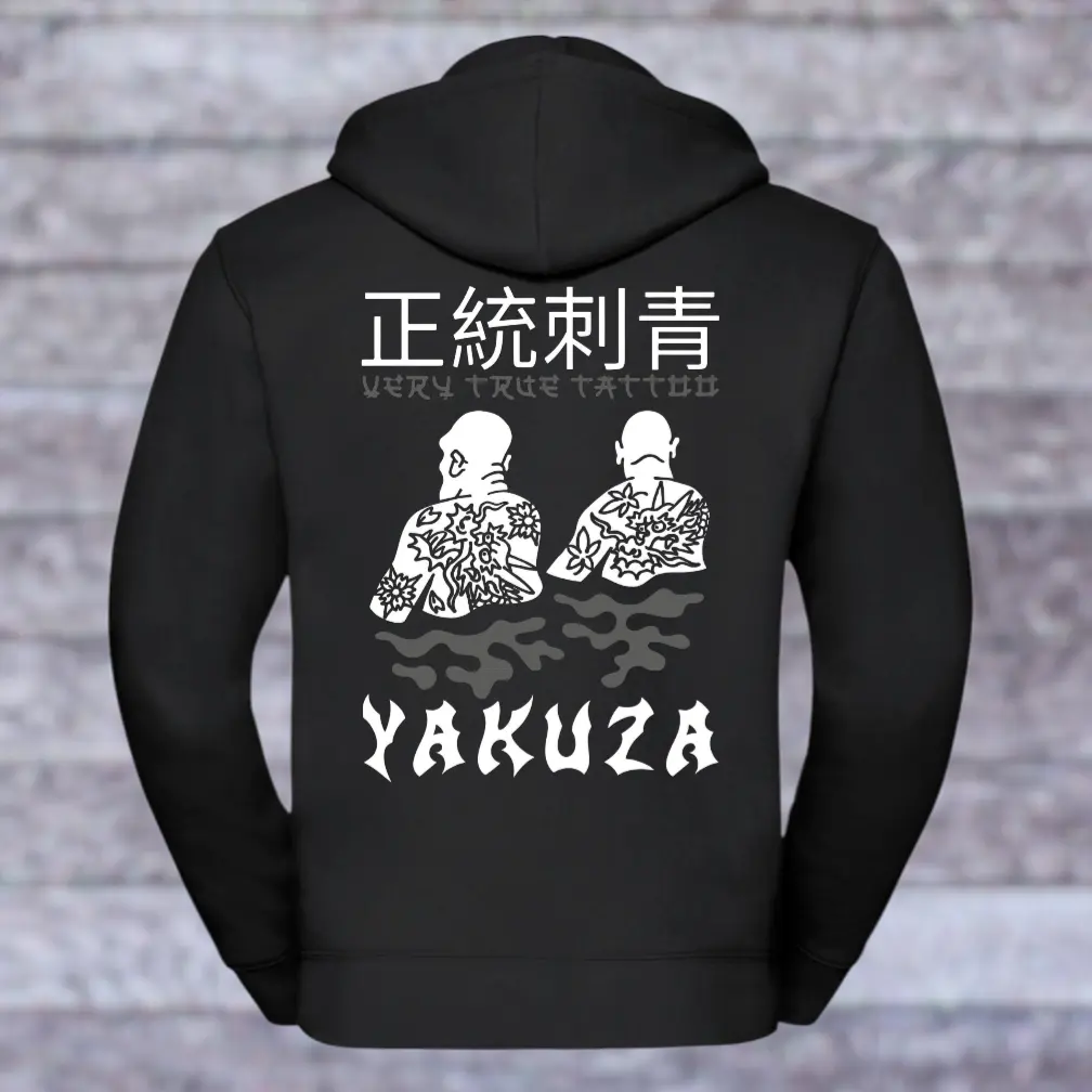 Yakuza Tattoo Hoodie, full zip Black